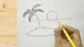 How to draw island scene landscapee easy Step by step drawing pen and pencil