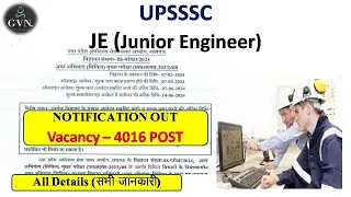 UPSSSC Junior Engineer JE Civil Recruitment 2024. NOTIFICATION OUT
