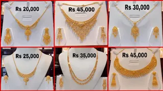 Gold necklace designs pictures lightweight || gold necklace