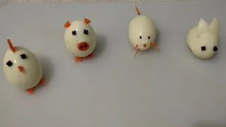 carving boiled eggs- how to make animals art from boiled egg easy tutorial
