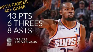 Kevin Durant 43 pts 6 threes 8 asts vs Bulls 23/24 season