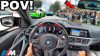 You Drive A Straight Piped BMW M4 G82 To LA's BIGGEST Car Meet! HUGE CRASH [LOUD EXHAUST POV]