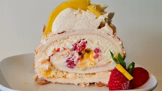 How to make pavlova roll! Recipe! You will not be able to resist this cake. It melts in your mouth!