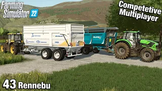 TWO TRAILERS NEEDED FOR GIANT FIELD HARVEST Rennebu Competitive Multiplayer FS22 Ep 43