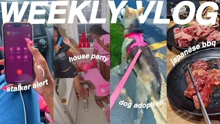 WEEKLY VLOG! THE CREEPY STALKER + PUPPY ADOPTION + HOUSE PARTY W/ FRIENDS + JAPANESE BBQ DINNER DATE