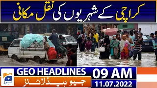 Geo News Headlines Today 9 AM | Karachi Heavy rain | Weather update | 11th July 2022