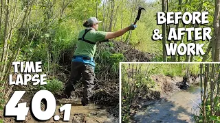 Manual Beaver Dam Removal No.40.1 - Time-Lapse Version - With My Dad