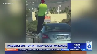 Camera captures dangerous stunt on 91 Freeway