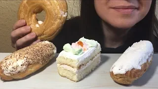 Cake Eclair & sponge cake АСМР MUKBANG ASMR  EATING SHOW no talking Пирожные эклеры с кремом