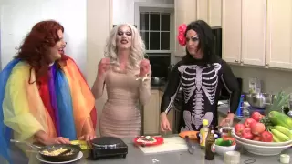 Sharon Needles EATING Breakfast Tacos