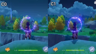 Raiden Shogun C0 vs C1 Chakra Desiderata gather comparison [Genshin Impact]