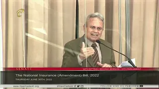 The Hon. Colm Imbert, Minister of Finance on The National (Insurance) Amendment Bill, 2022