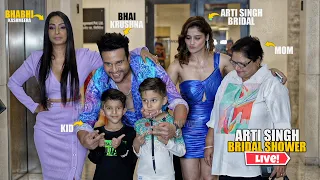 Arti Singh Bridal Shower | Krushna Abhishek with wife Kashmeera Shah and Two Kids arrives