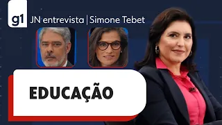 Simone Tebet responde a pergunta sobre educação ao JN | Jornal Nacional | Eleições | g1