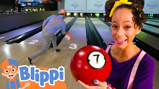 Blippi and Meekah's Bowling BATTLE |  Blippi | Challenges and Games for Kids