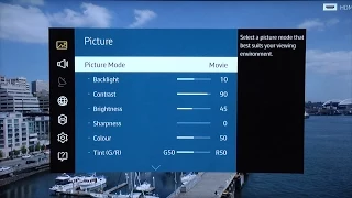 Samsung UE55JU7500 4K TV Calibrated Picture Settings