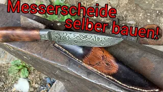 Messerscheide für das Damastmesser selber bauen | mit Punzierung | Subtitled