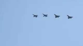 U.S. Air Force F-16 and German Eurofighter Typhoons