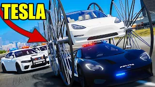 Upside Down Tesla Embarrassed Cops | GTA 5 RP