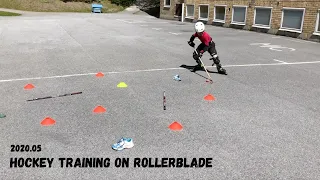 Off Ice Hockey Training on Rollerblade - Skating Drills - 7 years old