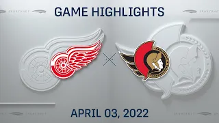 NHL Highlights | Red Wings vs. Senators - Apr. 3, 2022