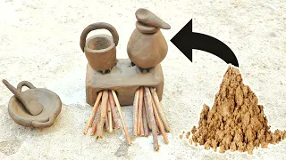 How to make miniature stove | mitti ke chulha kaise banaen | Creative Clay World
