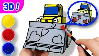 Tayo 3D Coloring Bulldozer Billy  l Tayo Paper Craft l Tayo the Little Bus