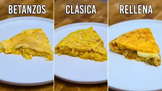 Tortilla de patatas española en tres versiones