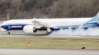 Boeing 777X performing a rejected takeoff test