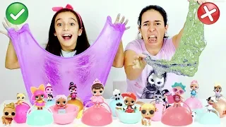 DESAFIO NÃO ESCOLHA A LOL ERRADA DE SLIME com a Mamãe ★ DON'T CHOOSE DE WRONG LOL SURPRISE CHALLENGE