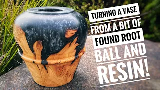 Wood Turning - A Vase From A Found Root Ball & Resin