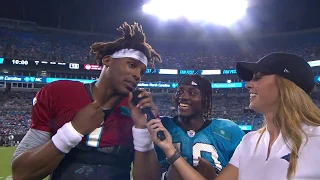 Cam Newton and Curtis Samuel dancing to "Bad and Boujee"