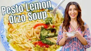 15-Minute Pesto Lemon Orzo Soup that will Knock Your Socks Off!