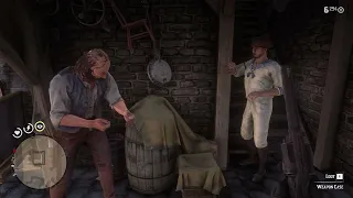 Arthur checks on Gunsmith's Mysterious basement in Red Dead Redemption 2 - Secret Encounter