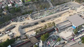 Obras del Tren Interurbano México-Toluca en la zona de Observatorio, abril de 2023