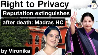 Right to Privacy, Reputation Extinguishes After Death Rules Madras High Court - Thalaivi film case