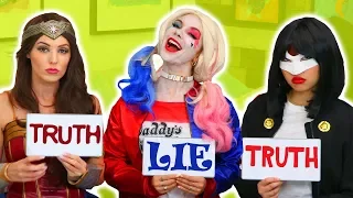 2 TRUTHS AND 1 LIE HARLEY QUINN VS WONDER WOMAN VS KATANA. (Totally TV Characters)