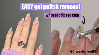 Quick and Easy gel polish removal technique using peel off base coat #peeloff #nails #asmr