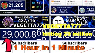 VEGETTA777 Hitting 29 Million Subscribers (1 Hour Timelapse)