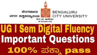 Bangalore City University Update: UG 1st Sem Digital Fluency Important questions @nvrupdates36