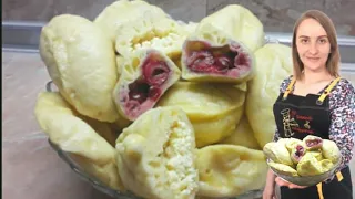 🥟🥟🥟ПУХКІ вареники на Пару.Українські вареники з вишнями та сиром.ІДЕАЛЬНЕ ТІСТО НА КЕФІРІ🥟🥟🥟