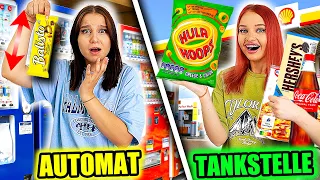 24 Stunden SNACK-AUTOMAT vs. TANKSTELLEN ESSEN ! 🥨🍕 - Celina