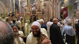 Armenian, Coptic and Syriac Palm Sunday procession at the Church of the Holy Sepulchre, Jerusalem