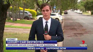 Mercedes AMG bursts into flames after burnout in Sydney