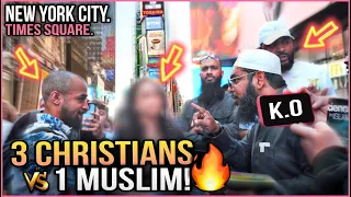 🔥🗽NYC DEBATE❗3 CHRISTIANS vs 1 MUSLIM😱 | TIMES SQUARE 🌆 #nyc