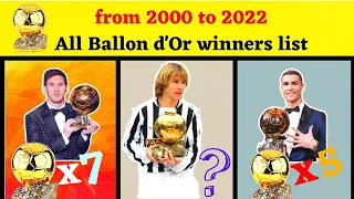 All Ballon d'Or winners list from 2000 to 2022 || Messi vs Ronaldo || Ballon d'Or 2022