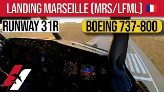 Landing at Marseille Provence Airport Boeing 737-800 Cockpit View [4K]