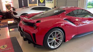 Ferrari Pista cold start