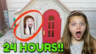 24 HOURS OVERNIGHT In Step2 Playhouse ALONE! 24 Hour Challenge For Kids