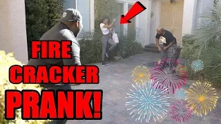 EPIC THROWING FIRECRACKERS AT BAE PRANK!!.......she got mad and left lol